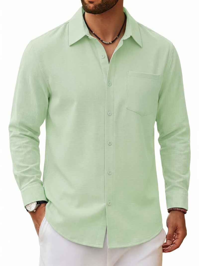 TACVASEN Men's Button Down Shirts High Quality Long Sleeve Casual Lightweight Beach Dress Shirts for Man Work Tee Chest Pockets