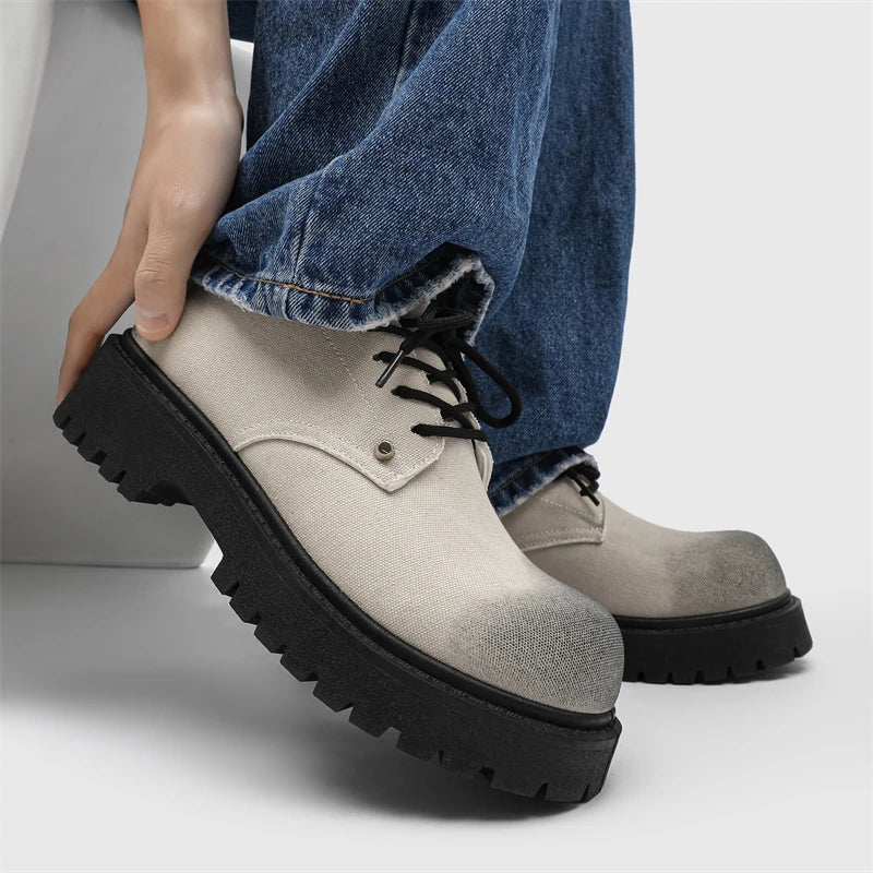 Men's thick-sole outdoor tooling casual shoes Four Seasons new breathable non-slip soft-sole city walking shoes party tide shoes