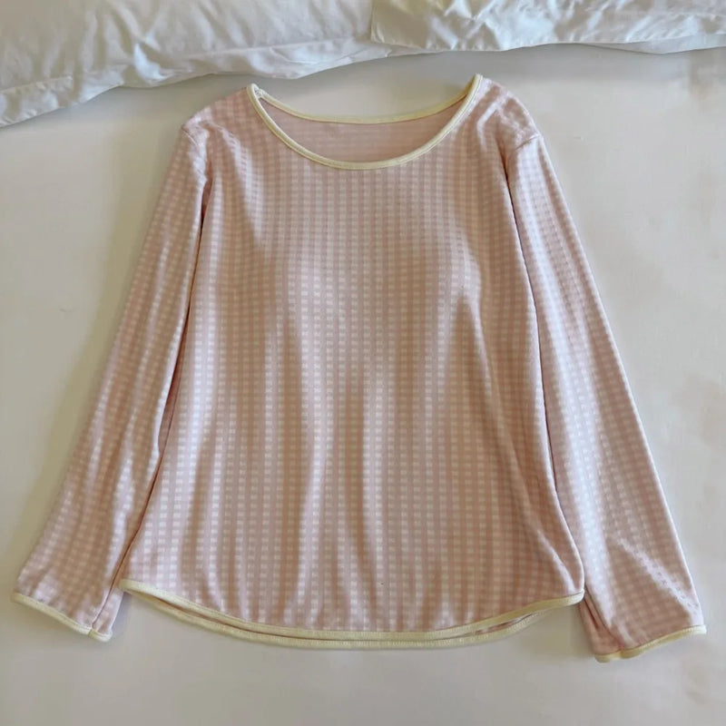 New Women's Pajamas Chest Pads Spring Autumn Sleepwear for Sleeping Pyjamas Long-Sleeve Top and Pants 2 Piece Loungewear Suit