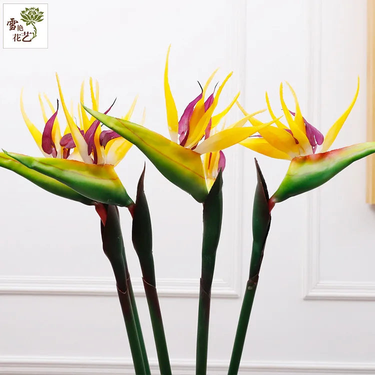 ផ្កាសិប្បនិម្មិត Bird of Paradise 1PCS ផ្កាដើមវែងធ្វើពីជ័រសមស្របសម្រាប់ការតុបតែងពិធីជប់លៀងនៅផ្ទះ DIY