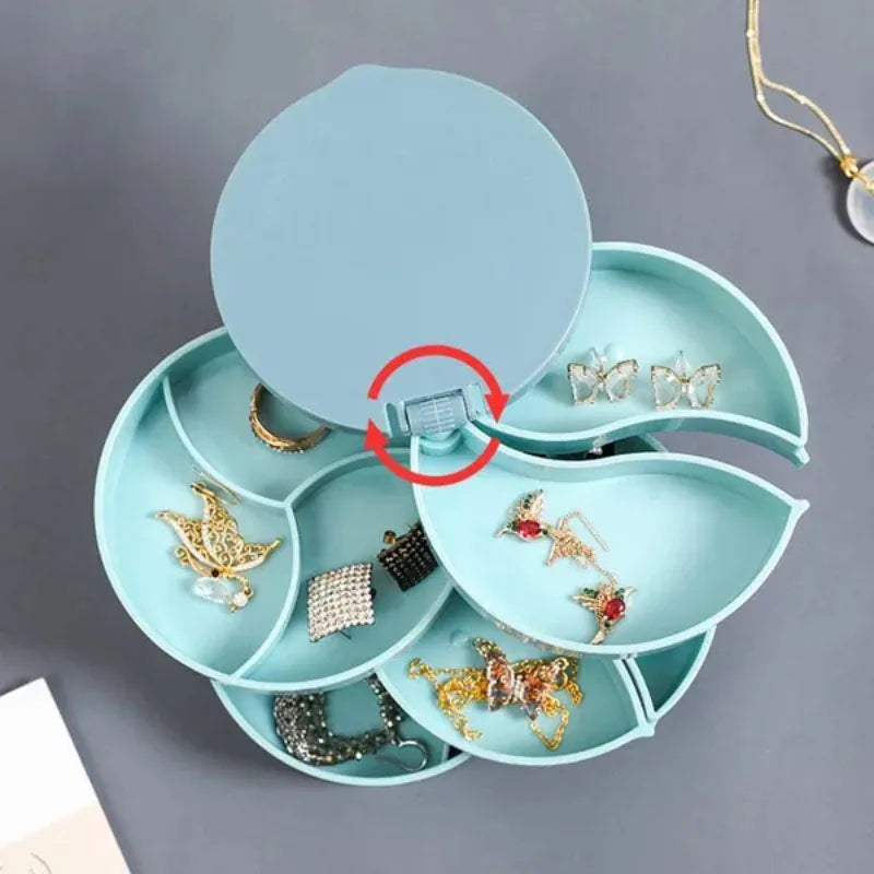 1pc Rotating Storage Box for Organizing Earrings, Rings, And Necklaces Made of Multi-Layer Plastic, Jewelry Boxes organizer box