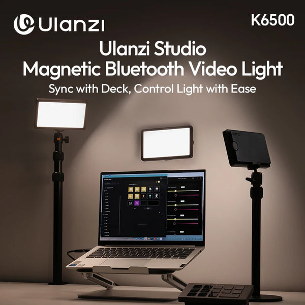 ភ្លើងវីដេអូស្ទូឌីយោ Ulanzi K6500 ម៉ាញេទិកប៊្លូធូស 8000mAh 2900K-6500K ធ្វើសមកាលកម្មពន្លឺជាមួយ D200 Deck សម្រាប់ការថតរូបផ្ទាល់