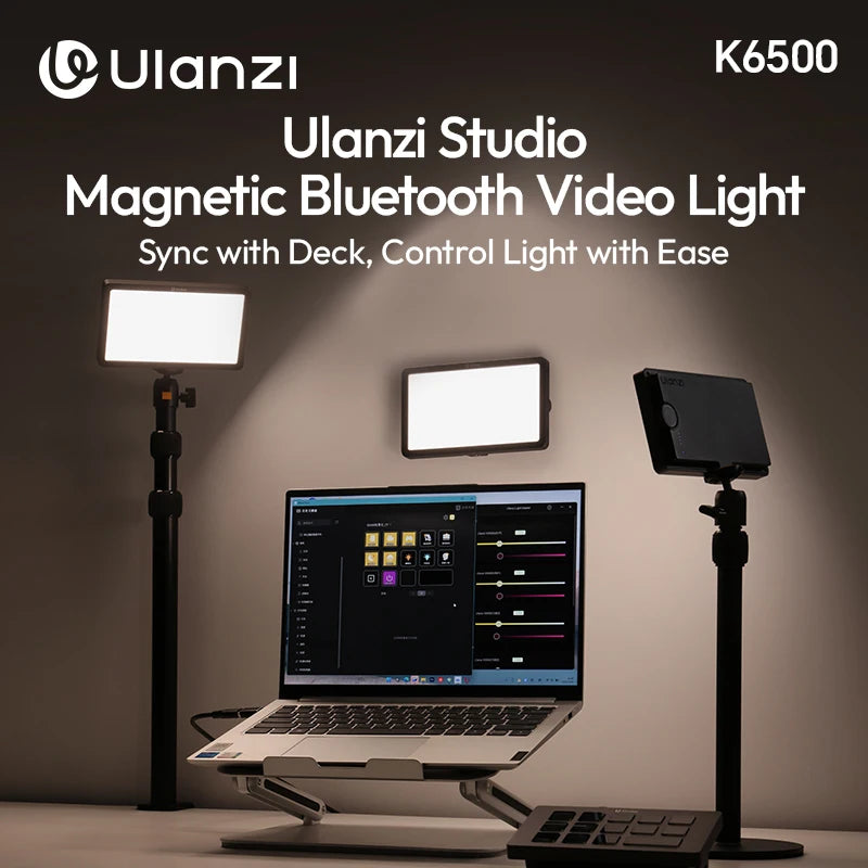 ភ្លើងវីដេអូស្ទូឌីយោ Ulanzi K6500 ម៉ាញេទិកប៊្លូធូស 8000mAh 2900K-6500K ធ្វើសមកាលកម្មពន្លឺជាមួយ D200 Deck សម្រាប់ការថតរូបផ្ទាល់