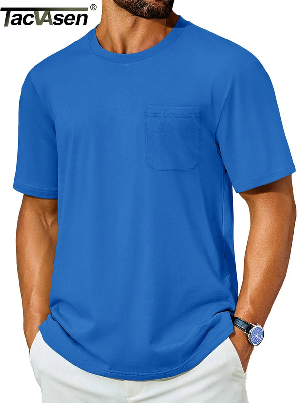 TACVASEN Men's Quick Dry T-Shirt UV Protection Short Sleeve Summer Tee With Pocket Breathable  Hiking Fishing Performance Top