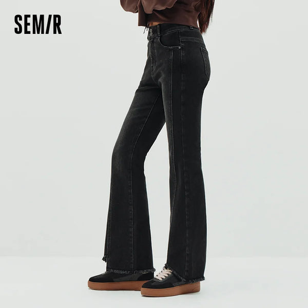 ខោខូវប៊យ Semir ទន់សម្រាប់ស្ត្រី 2026 និទាឃរដូវ ដើម ហែម បំបែក ជម្រាល ជើង ម៉ូដធម្មតា ខោវែងមានផាសុកភាព អាចបត់បែនបាន