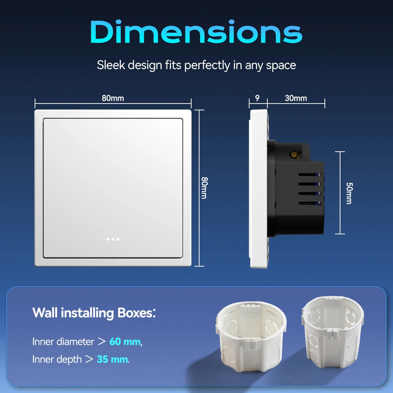 BSEED Zigbee Click Light Switch 1/2/3/4Gang Smart Button Switch Plastic Frame Tuya Smart Life Alexa Control Need Neutral Line