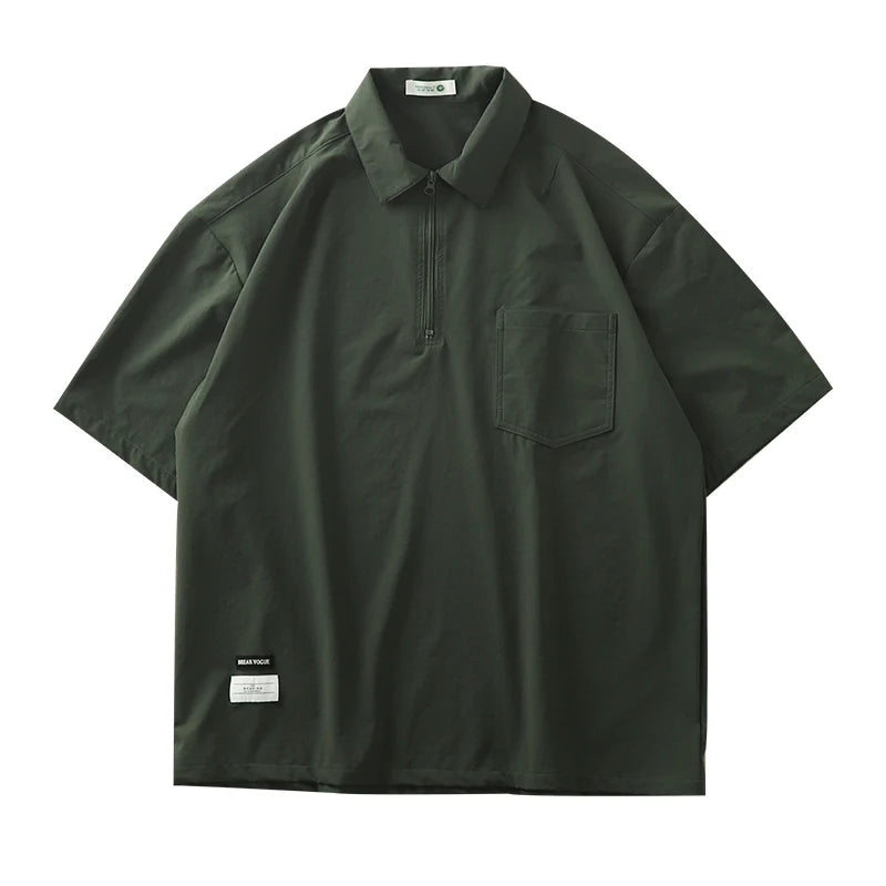 Dukeen Workwear Polo Shirt Men Short-Sleeved T-Shirt Summer Vintage Pocket Golf Shirt Quick-Drying Ice Silk Men's Clothing