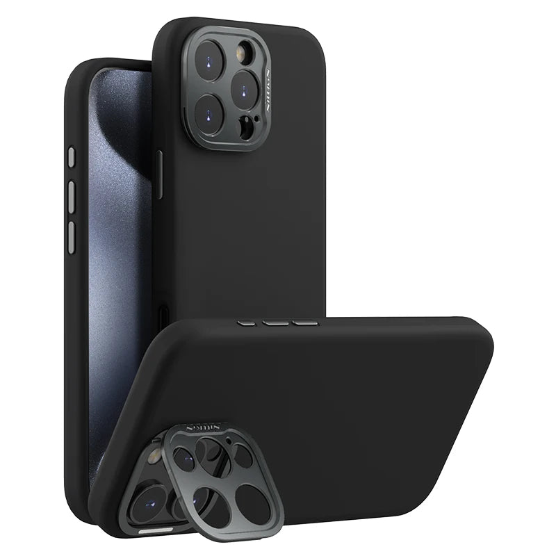 Nillkin For iPhone 16 Pro Max Magsafe Case Classic Liquid Silicone With Camera Protection Stand Magnetic Cover For iPhone 16 Pro