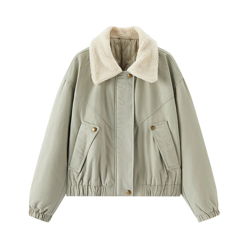 Semir Jacket Women Winter Cotton Padded Faux Lamb Wool Lapel Oversize Brushed 2025 New Barn Style Jacket Women'S Clothing