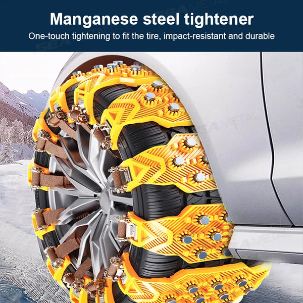 SEAMETAL Universal Car Snow Tire Chains Quick Install TPU Anti-Slip Ice Mud Studded Chains for Sedan SUV Winter Safe Driving