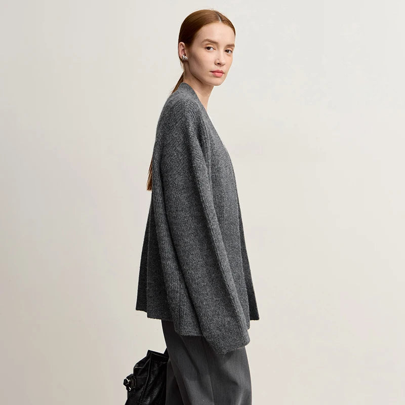Amii Cardigan For Women 2026 Winter New Commuter V-neck Long Sleeve Sweater Cardigan Buckle-free Loose Casual Kni Top 12554077