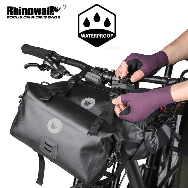 កាបូបដៃចង្កូត Rhinowalk ការពារទឹកជ្រាប 4L-12L កាបូបស្ពាយកង់ពហុមុខងារ កាបូបសម្រាប់ជិះកង់ MTB កាបូបសម្រាប់ដាក់ស៊ុមខាងមុខ គ្រឿងបន្លាស់កង់