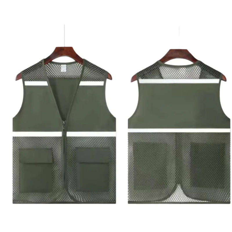 2026 Custom Logo Printed Advertising Clothing Work Vest  Summer Breathable Mesh Fishing Vest Volunteer Workwear