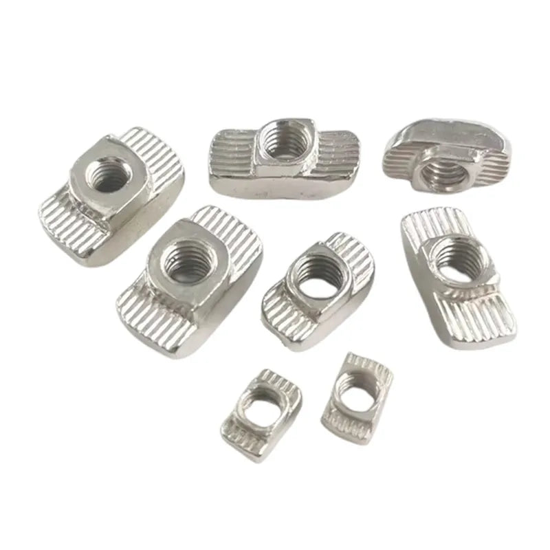 T-nuts50pcs M3 M4 M5 M6 M8 Slot T-nut Sliding T Nut Hammer Drop In Nut Fasten Connector 2020 3030 4040 Series Aluminum Extrusion