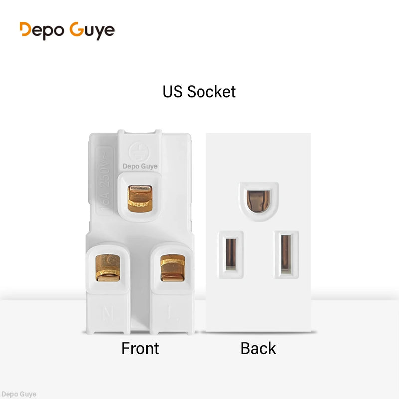 EU Wall Socket Plastic Panel White USB Type C 10W/20W Charge Port TV Rj45 Satellite HDML Interface Function DIY Combination