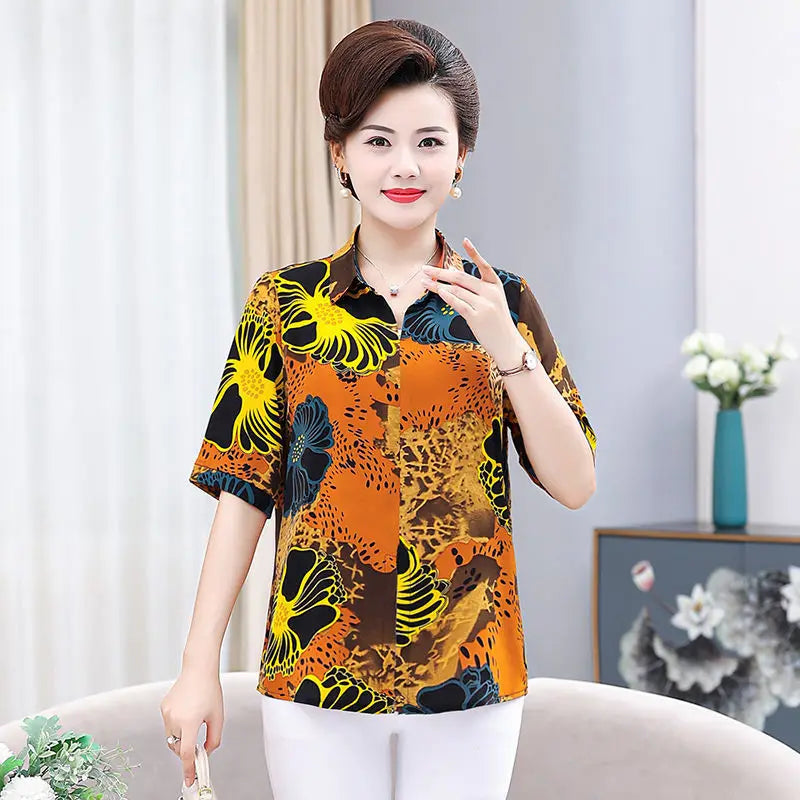 អាវយឺតដៃខ្លីទាន់សម័យ សាមញ្ញ សាមញ្ញ ថ្លៃថ្នូរ បោះពុម្ព សម្លៀកបំពាក់នារីថ្មីសម្រាប់រដូវក្តៅ