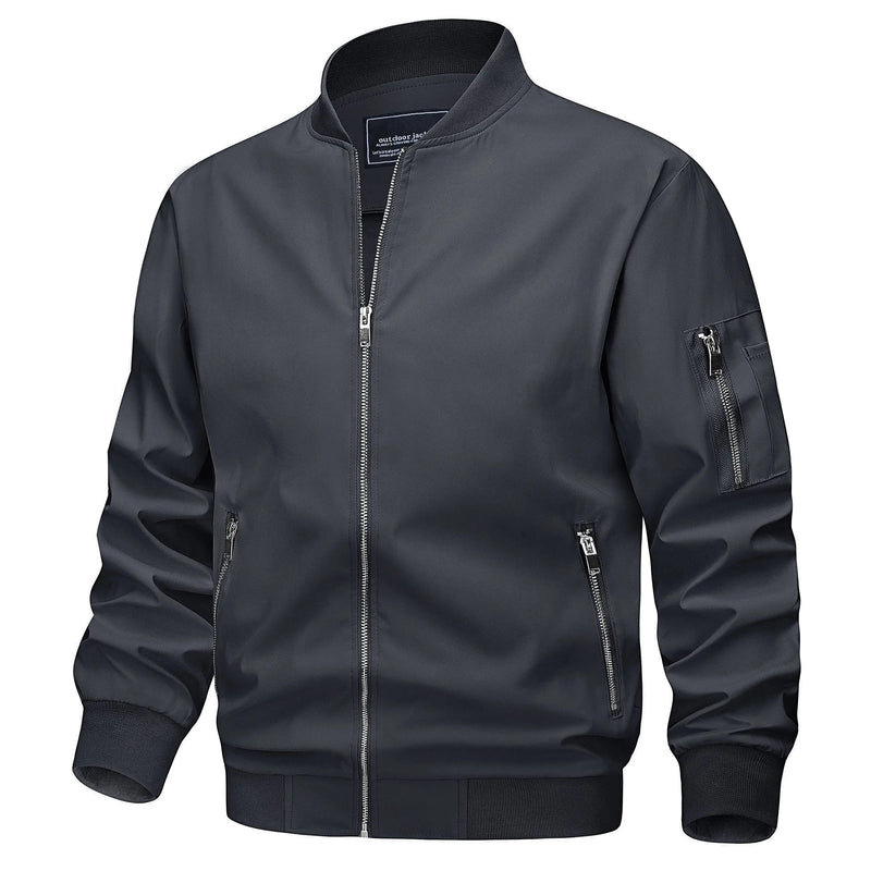 TACVASEN Mens Spring Fall Thin Daily Jackets Lightweight Casual Windproof Zip Pockets Coats Biker Outwear Outdoor Male