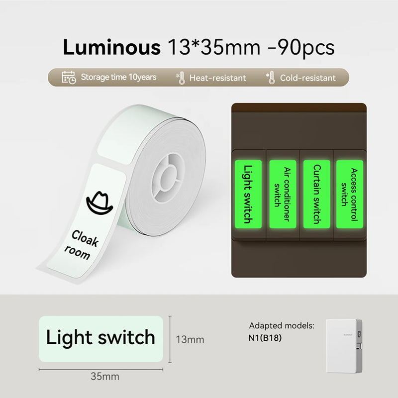 Niimbot N1/B18 PET Label Paper 2 Rolls Scratch-Resistant Tapes Carbon Ribbon Sticker Keep 8-10 Years For Portable Label Printer