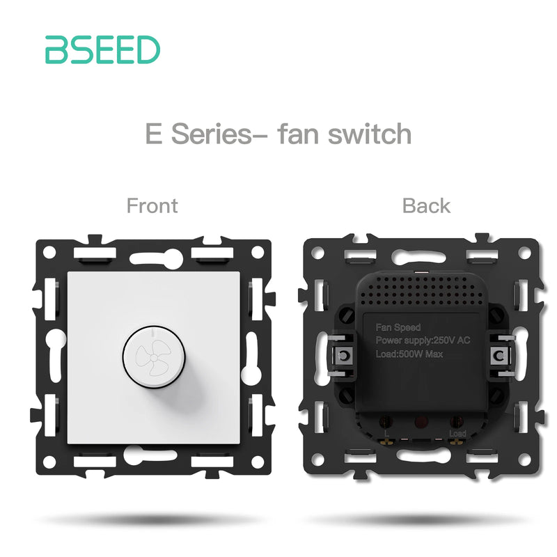 BSEED 1/2Gang Button Switch Function Part Glass Frame Only Light Switch DIY Part ST/TV/CAT6 Scoket Parts Free Combination