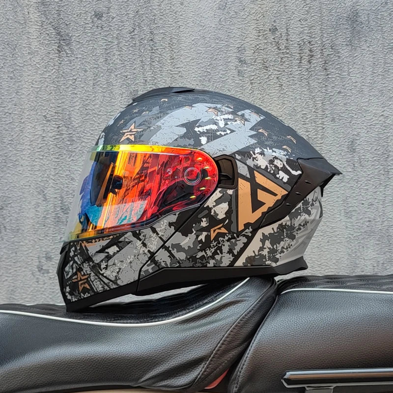 2025 high-quality motorcycle helmet dual lens modular flip helmet Casco para Motos road off-road travel full helmet capacity