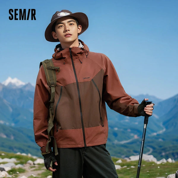 អាវក្រៅបុរស Semir ការពារទឹកជ្រាប ការពារខ្យល់ ធន់នឹងស្នាមប្រឡាក់ មានមួក អាវក្រៅដៃវែងសម្រាប់ពាក់ក្រៅក្រៅសម្រាប់ធ្វើដំណើរ ឆ្នាំ២០២៦