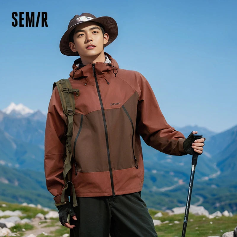 Semir Men Jacket Waterproof Windproof Stain Resistant Hooded Outdoor Clip Jacket Raglan Sleeve Travel Outerwear 2026