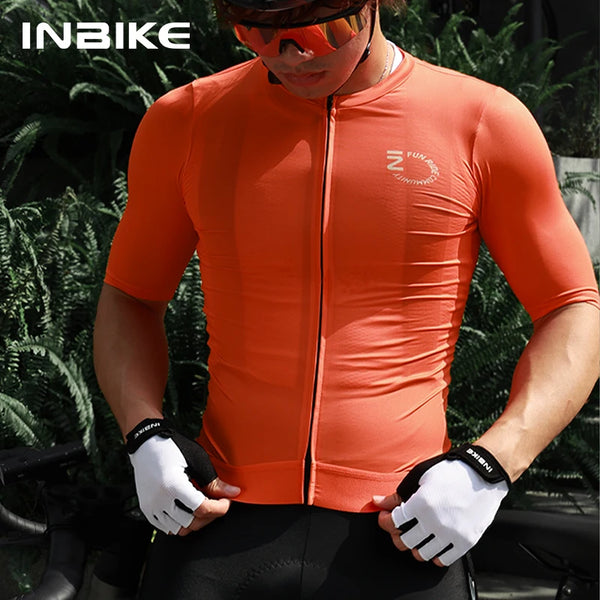 INBIKE Men's Cycling Jersey Short Sleeve Slim Fit Breathable Bike Shirt for Men Road Bike Jersey Biking Clothing Bicycle Shirts