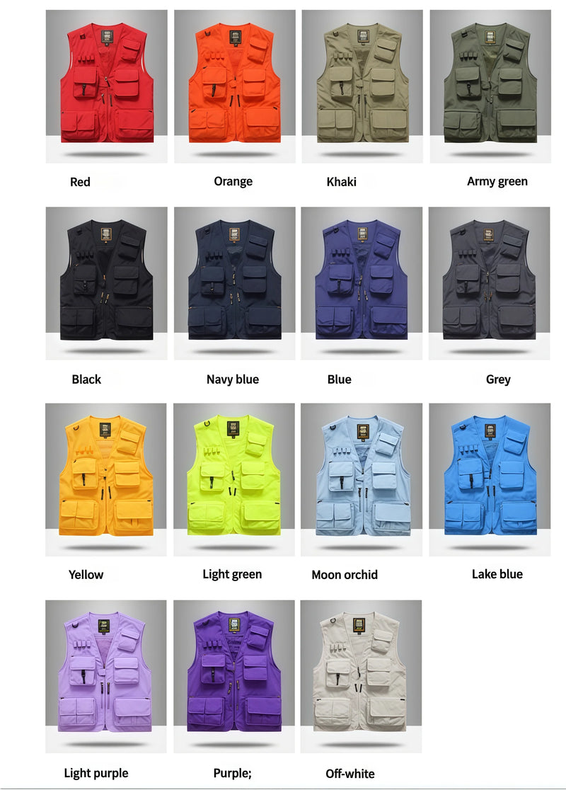 7XL New 15 Colors Multi-Pocket Breathable Outdoor Vest Custom Logo Vest Photography Workwear Vest Summer Reversible