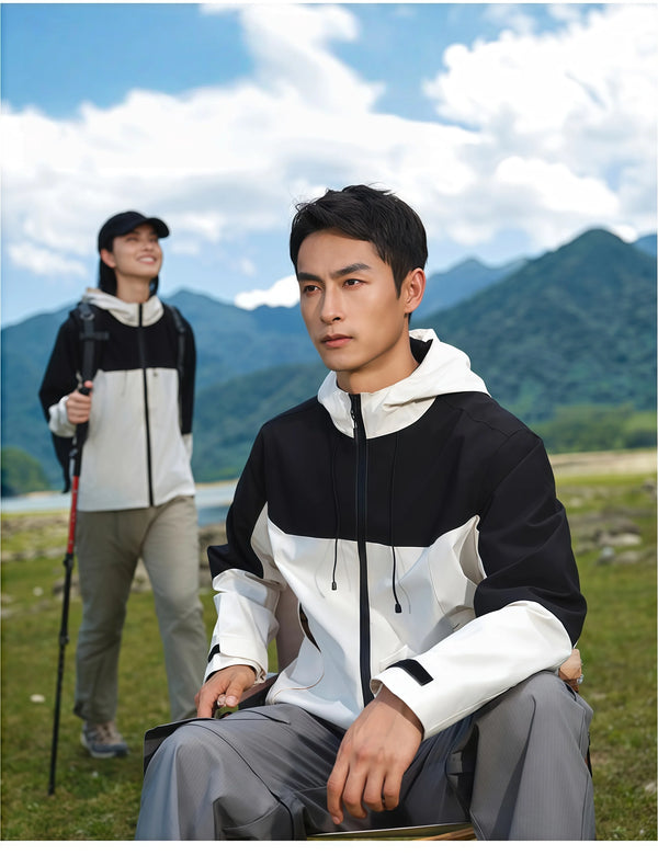 Unisex Outdoor Waterproof Jacket Autumn thin Breathable Camping Climbing Windproof loose Jackets couple Clothing