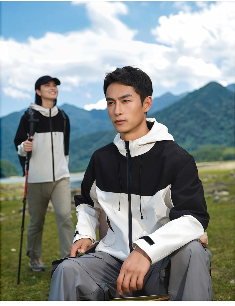 Unisex Outdoor Waterproof Jacket Autumn thin Breathable Camping Climbing Windproof loose Jackets couple Clothing