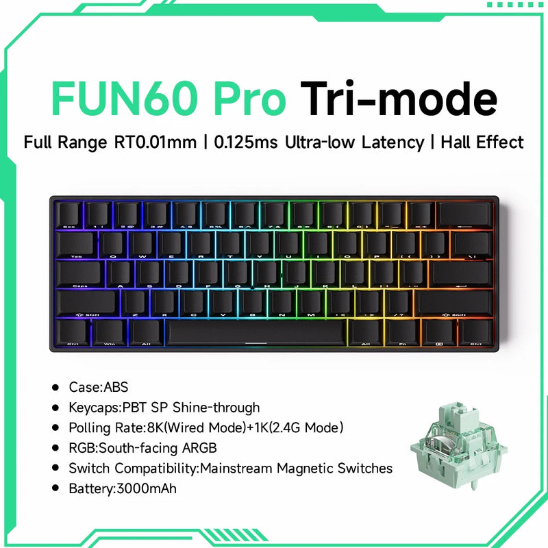 Akko MonsGeek FUN60 PRO&MAX HE Machanical Keyboard Magnetic Switch 60% Gaming Keyboard Rapid Trigger 8K Custom Keyboard