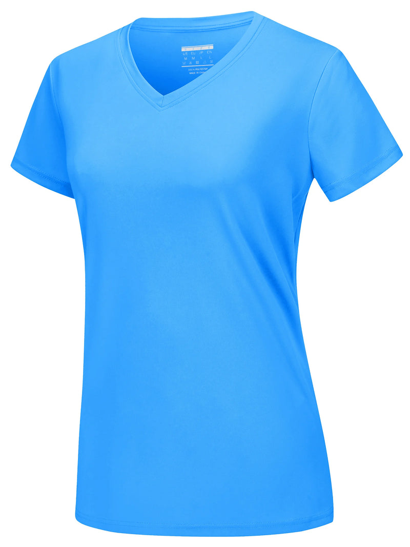 TACVASEN UPF 50+ Summer Sun Protection V-Neck T-shirts Womens Short Sleeve T-shirts Breathable Lightweight Quick Dry Shirts Tops