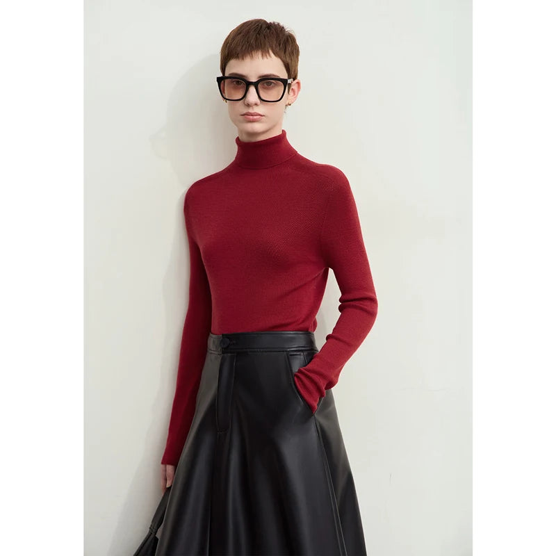 Amii Minimalism 2026 រដូវរងាថ្មី Turtleneck អាវប៉ាក់សម្រាប់ស្ត្រី Worsted Woolen Sweaters Casual Fashion Women Sweater 12423120