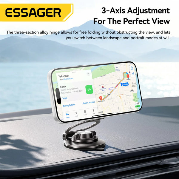ជើងទ្រទូរស័ព្ទក្នុងឡាន Essager ម៉ាញេទិក ពែងបឺតសុញ្ញកាស បង្វិលបាន 360° សម្រាប់ Magsafe សម្រាប់ iPhone 17 16 15 14 Xiaomi Samsung