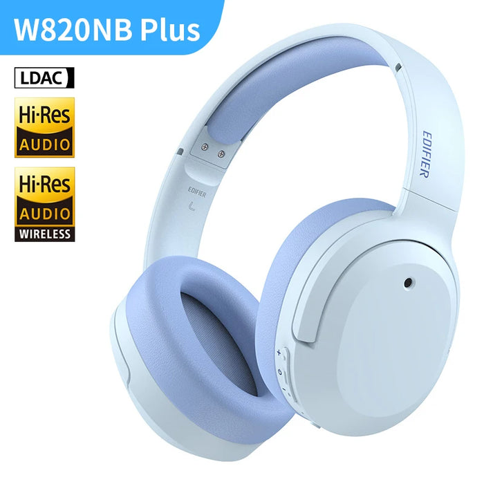 Edifier W820NB Plus Wireless Noise Cancelling Headphones Hi-Res Wireless with LDAC Codec 49hrs of Playtime Bluetooth Headset Blue CHINA