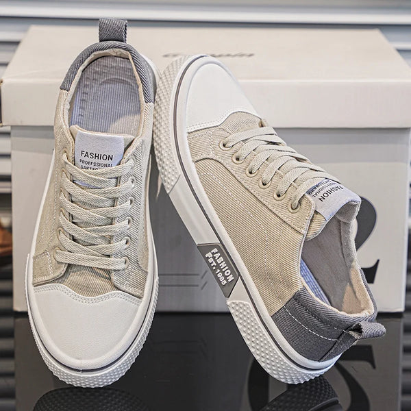Canvas shoes four seasons men's casual shoes students flat shoes fashion soft-sole outdoor walking shoes youth Joker board shoes