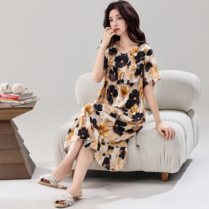 Summer Dress Short Sleeve Nightgowns Woman Sleep New Loose Night Wear for Ladies Nightie Women's Sleepwear One Piece Homewear