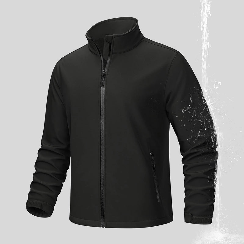 TACVASEN Fleece Lined Softshell Jacket Men's Full Zip Up Rain Jacket Outdoor Work Jacket Spring Trekking Hiking Windbreaker Male