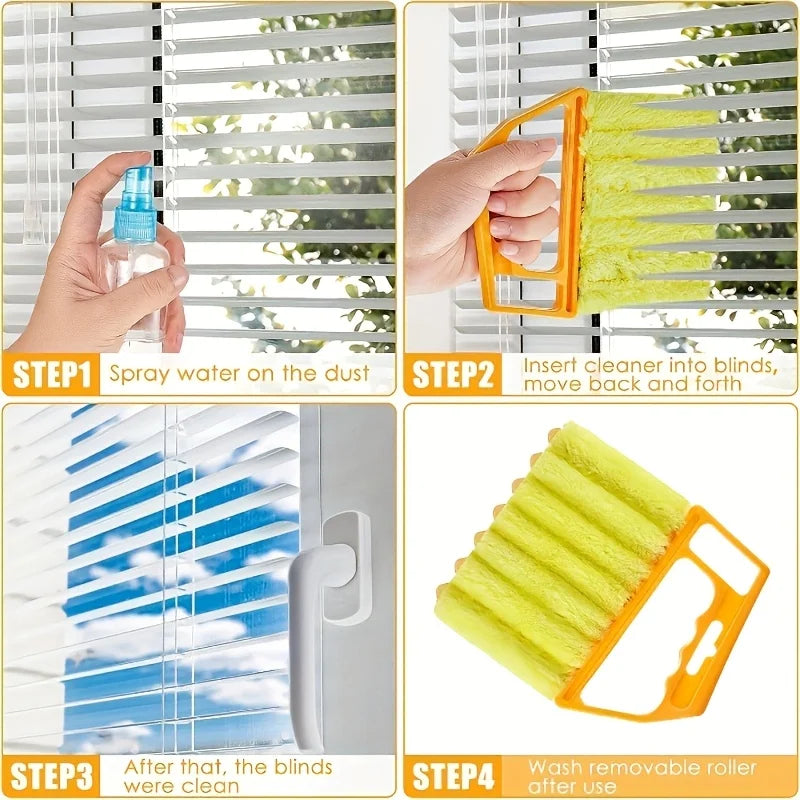 1pc Blind Cleaner Kit,Microfiber Reusable Washable Household Tool,for Vents Windows Curtains,with Crevice Brush,cleaning brush