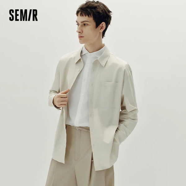 អាវបុរស Semir កប្បាសរលុងមានហោប៉ៅ ស្ទីលស្អាត ងាយស្រួលប្រើ អាវធម្មតា រដូវស្លឹកឈើជ្រុះ អាវស្រទាប់ ពាក់ប្រចាំថ្ងៃ 2026