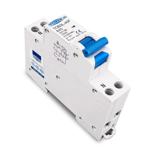 TOMZN A Type B Curve RCBO 1P+N 10KA Residual Current Differential Automatic Circuit Breaker with Over Current Leakage Protection