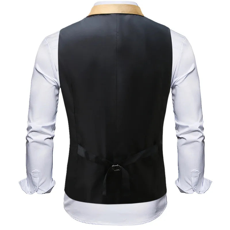 Men's Gold Sleeveless Vest Jacket with Sparkling Round Sequins; Perfect for Weddings, Parties, Performances Silver Waistcoat