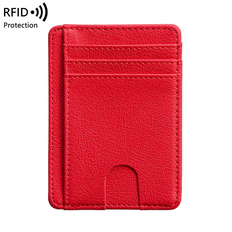 Slim Minimalist Wallet - PU Leather with Carbon Fiber Texture,Rfid-Blocking Credit Card Holder & Coin Pocket,Stylish & Compact