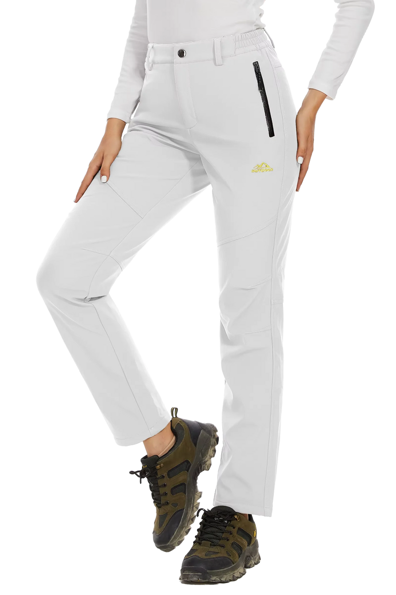 TACVASEN Women's Winter Ski Snow Softshell Fleece Lining Pants Hiking Trekking Mountain Trousers Cargo Warm Work Zipper Pockets