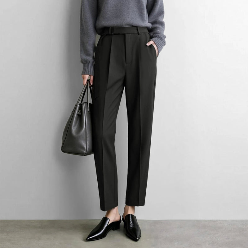 Amii Tapered Pants 2026 Autumn New Color-Contrast Belt Casual Trousers Office Versatile Tailored Fit Ladies Clothing 12613031