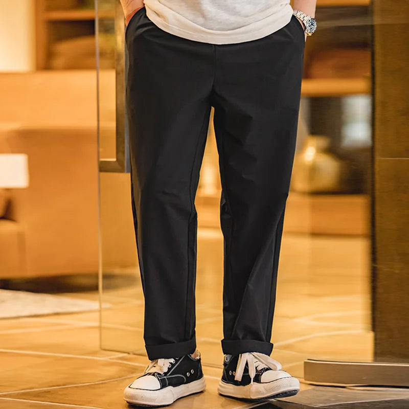 Maden Slight Stretch and Wrinkle-resistant Casual Pants for Men Straight Tapered Pants Male Fall Blazer Trousers Khaki Color