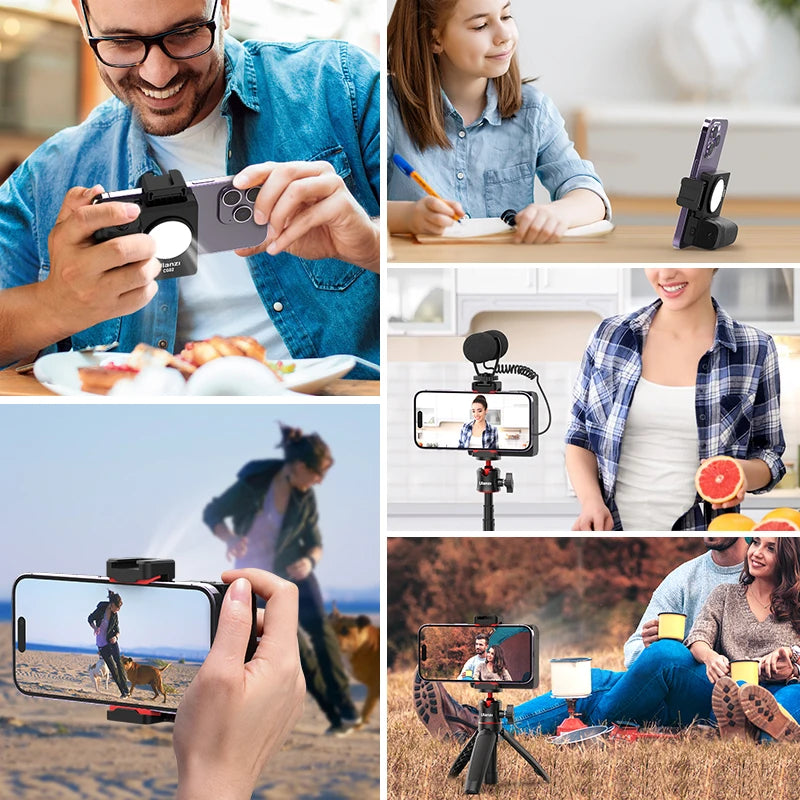 ដៃកាន់ថតរូប Selfie ស្មាតហ្វូន Ulanzi CG02 ឥតខ្សែ ប៊្លូធូស ជាមួយពន្លឺបំពេញ 5500k ជាឧបករណ៍រក្សាលំនឹងរូបថតកាមេរ៉ា
