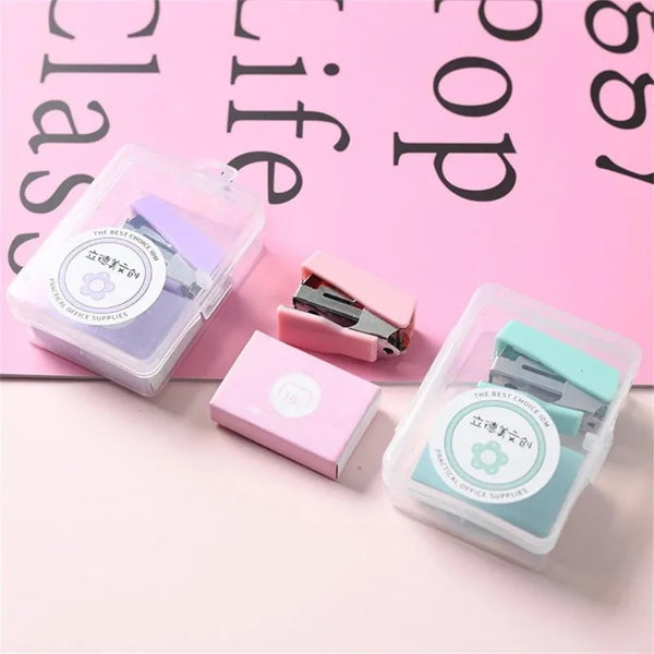 1PC Mini Stapler for Paper File Metal Stapler Set with 500pcs 10# Staples Cute Stationerys Kits School Office Binding Supplies