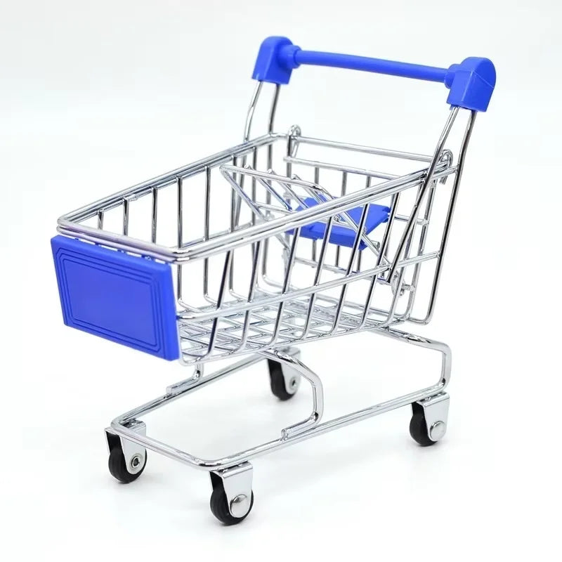 1:48 Mini Supermarket Shopping Trolley Cart Desktop Model Home Decoration Miniature