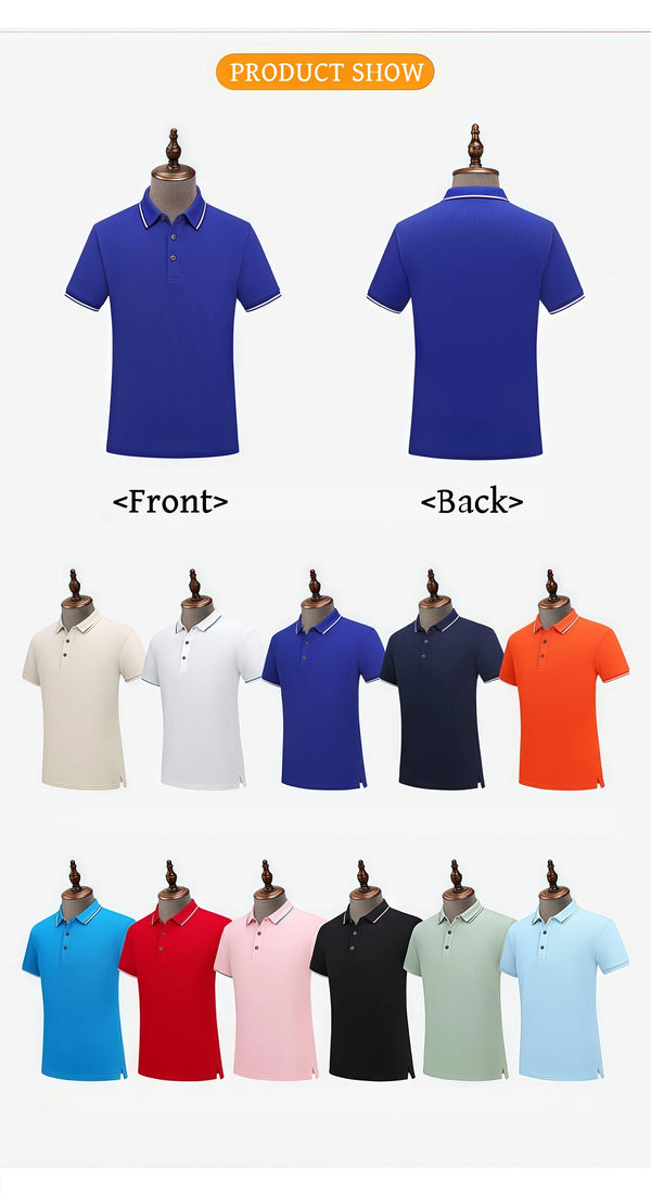 12 Colors High-End Pure Cotton Polo Shirt 5A Antibacterial Intercolor Short Sleeve Turn-down Collar Top Business Sport